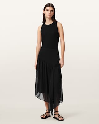 AllSaints Cyra Asymmetric Maxi Skirt