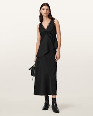 AllSaints Darya Bias Cut Maxi Skirt