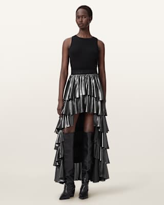 AllSaints Cavarly Metallic Maxi Skirt