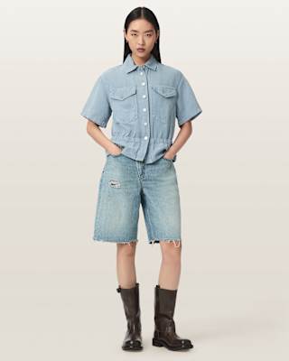 AllSaints Tove Short Sleeve Linen Blend Shirt