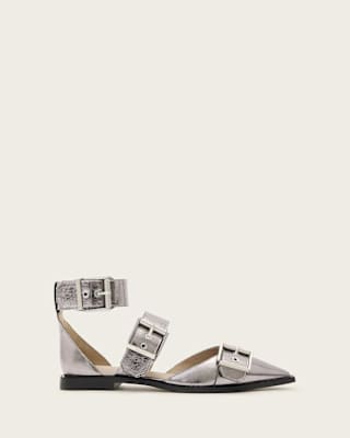AllSaints Sutton Metallic Leather Point Toe Shoes