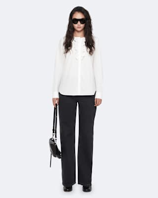 AllSaints Amara Cotton-Blend Ruffle Shirt