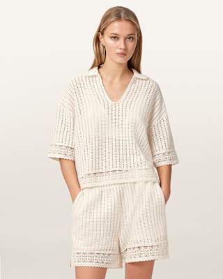 AllSaints Elma Crochet Lace Cropped Top