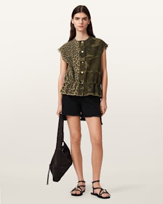 AllSaints Sofi Camo Leopard Print Vest