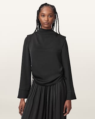 AllSaints Leslie Cowl Neck Relaxed Top