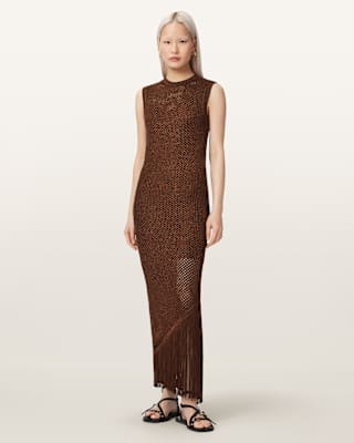 AllSaints Jessie Slim Fit Knitted Midi Dress