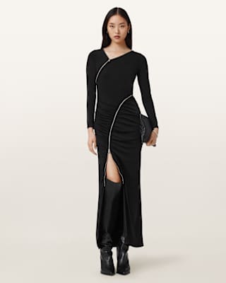 AllSaints Elsie Zipper Maxi Dress