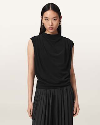 AllSaints Emerson Sleeveless Pleated Top