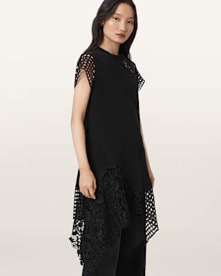 AllSaints Zala Crochet T-Shirt Dress