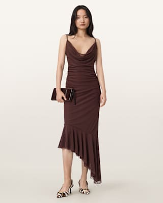 AllSaints Bea Mesh Midi Dress
