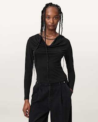 AllSaints Hallie Cowl Neck Slim Fit Top