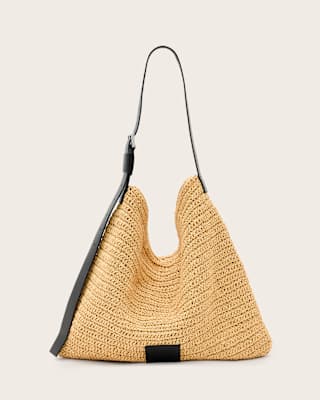AllSaints Asha Woven Straw Hobo Shoulder Bag