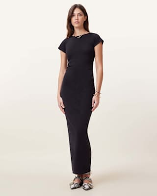 AllSaints Katarina Short Sleeve Slim Fit Maxi Dress