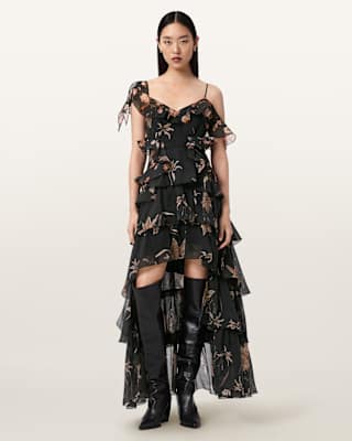 AllSaints Sienna Ruffle Maxi Dress