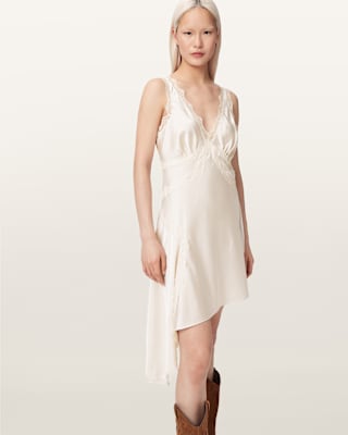 AllSaints Ilka Asymmetric Lace Mini Dress