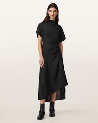 AllSaints Rosie Silk Blend Midi Dress