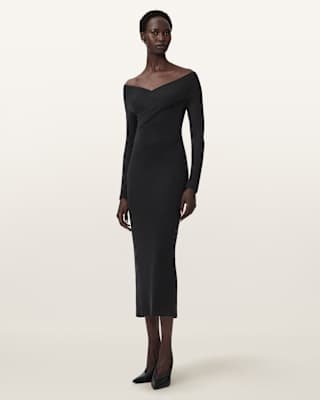 AllSaints Delta Bodycon Jersey Midi Dress