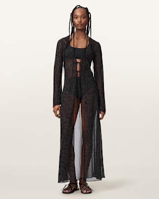 AllSaints Zalia Monochromatic Animal Print Maxi Dress