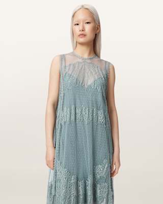 AllSaints Clara Mesh Midi Dress