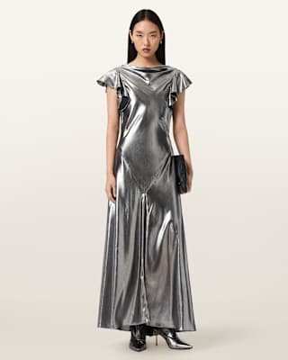 AllSaints Flora Metallic Maxi Dress