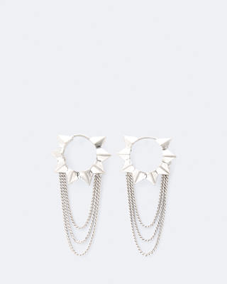 AllSaints Spike Chain-Embellished Huggie Earrings