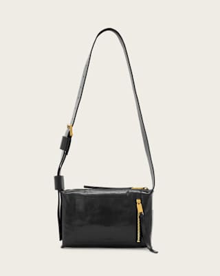 AllSaints Alba Shine Leather Crossbody Bag
