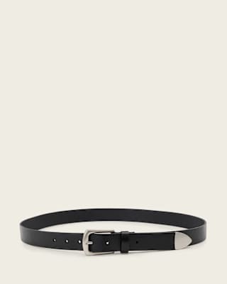 AllSaints Teo Slim Leather Belt