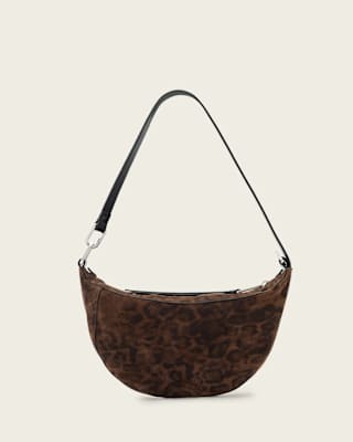 AllSaints Luna Leopard Print Suede Shoulder Bag