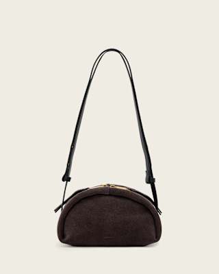 AllSaints Rosalie Arc Suede Crossbody Bag