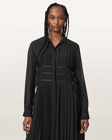 AllSaints Kass Pleated Shirt Maxi Dress