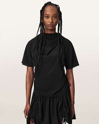 AllSaints Leslie Half Sleeve Cowl Neck Top
