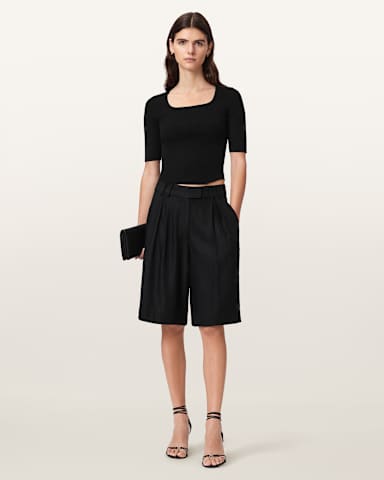 AllSaints Cruz Hally Ribbed Knit Top
