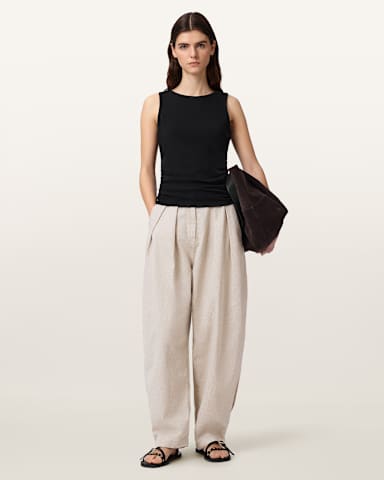 Becca Barrel Leg Denim Camo Pants