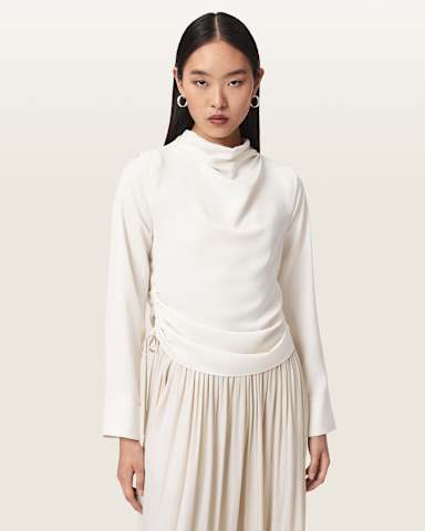AllSaints Leslie Cowl Neck Relaxed Top