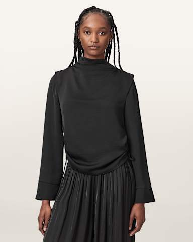 AllSaints Leslie Cowl Neck Relaxed Top