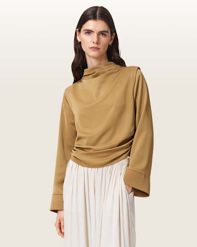 AllSaints Leslie Cowl Neck Relaxed Top