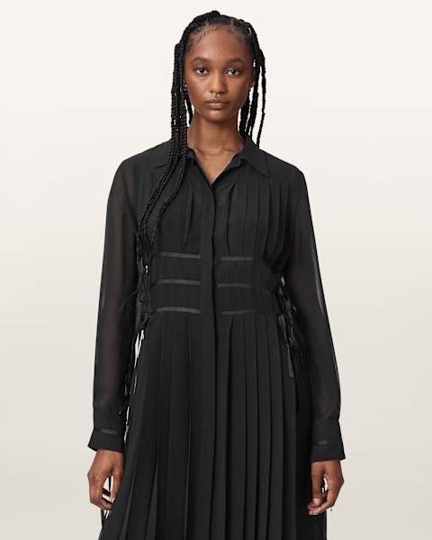 AllSaints Kass Pleated Shirt Maxi Dress