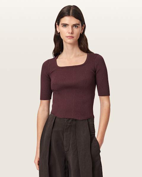 AllSaints Cruz Hally Ribbed Knit Top