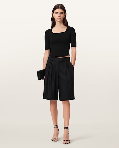 AllSaints Cruz Hally Ribbed Knit Top