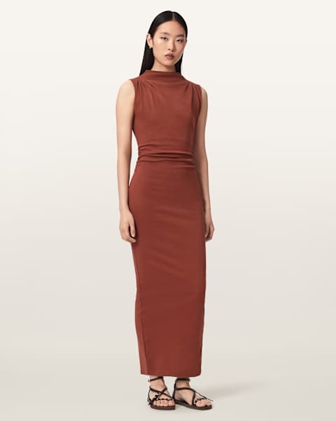 AllSaints Katarina Cowl Neck Maxi Dress