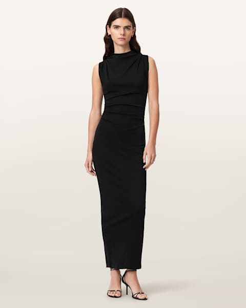 AllSaints Katarina Cowl Neck Maxi Dress