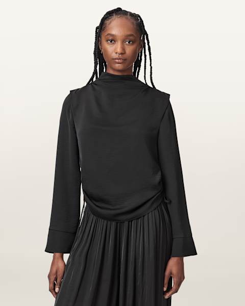 AllSaints Leslie Cowl Neck Relaxed Top