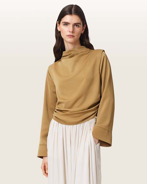 AllSaints Leslie Cowl Neck Relaxed Top