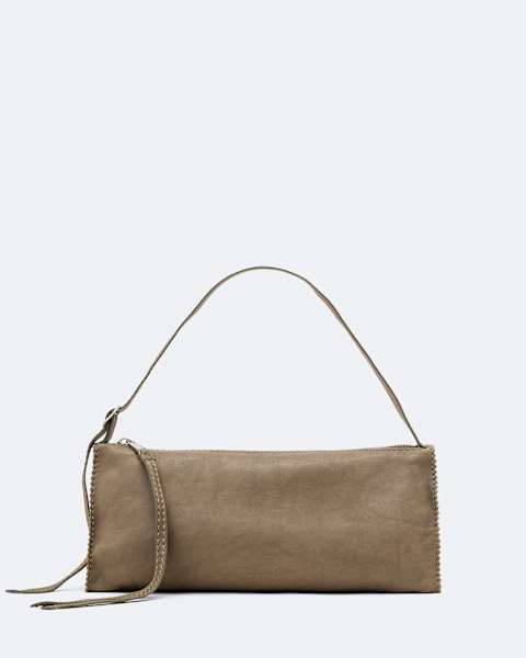 AllSaints Siloh Pinked-Edge Leather Shoulder Bag