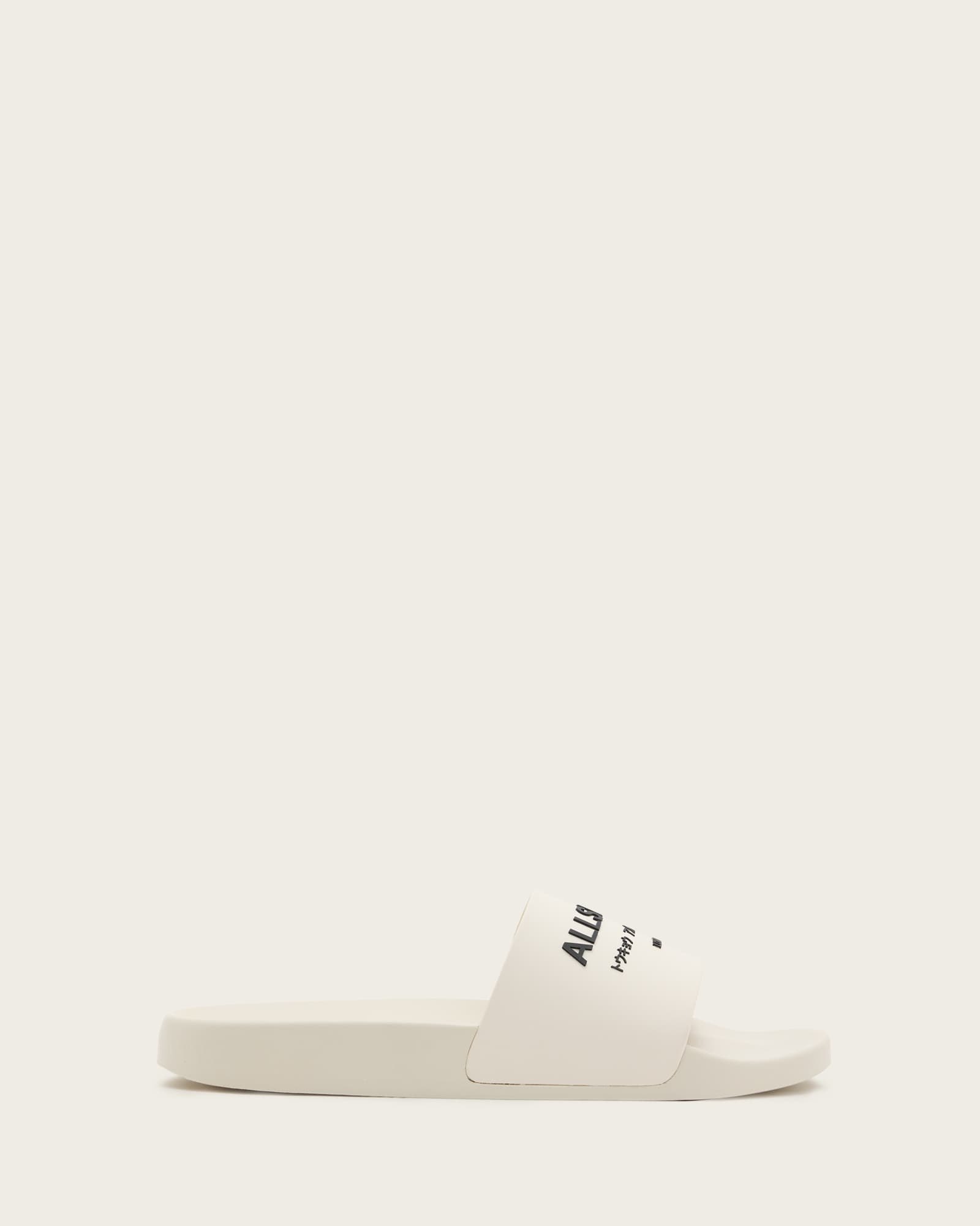 AllSaints Underground Logo Slip On Sliders,, White