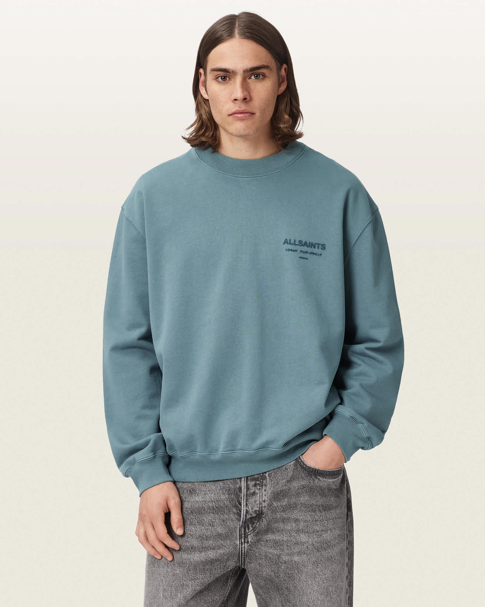 Allsaints Men's Blue Xander Crew Neck Sweatshirt - Size  Xxl