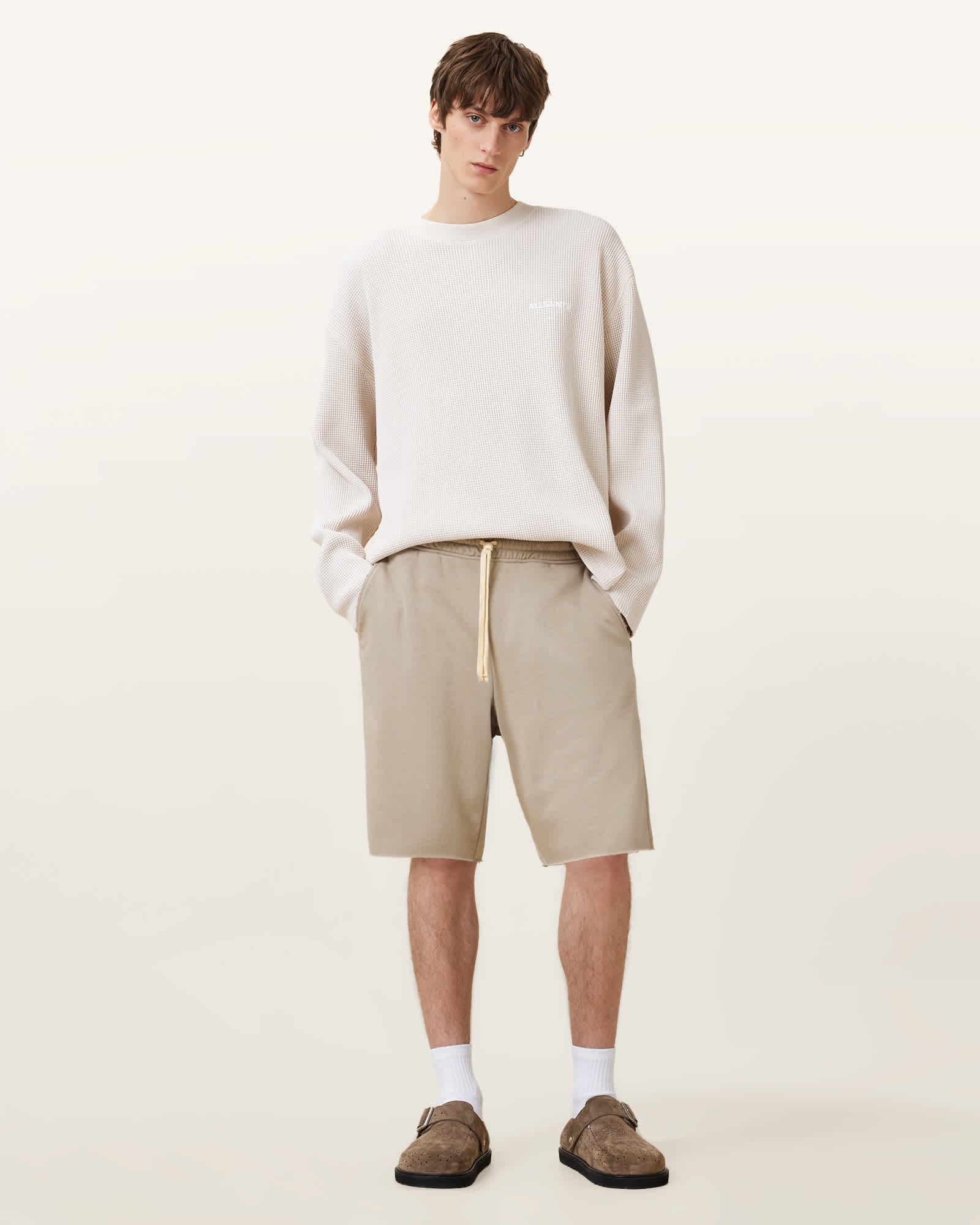 AllSaints Cotton/Modal Helix Cotton Blend Sweat Shorts, Size: M