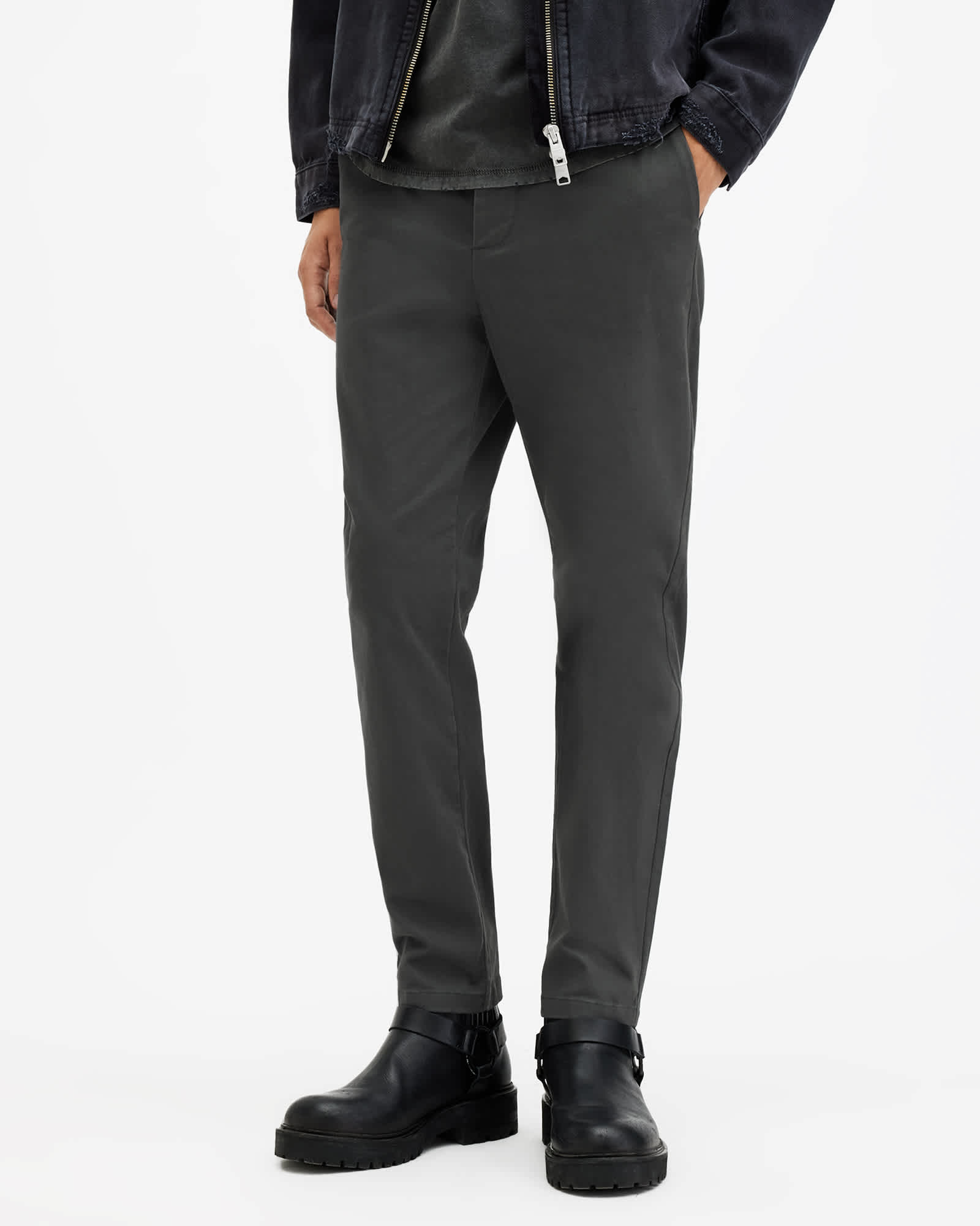 AllSaints Cotton Walde Skinny Fit Chino Trousers, Size: 28