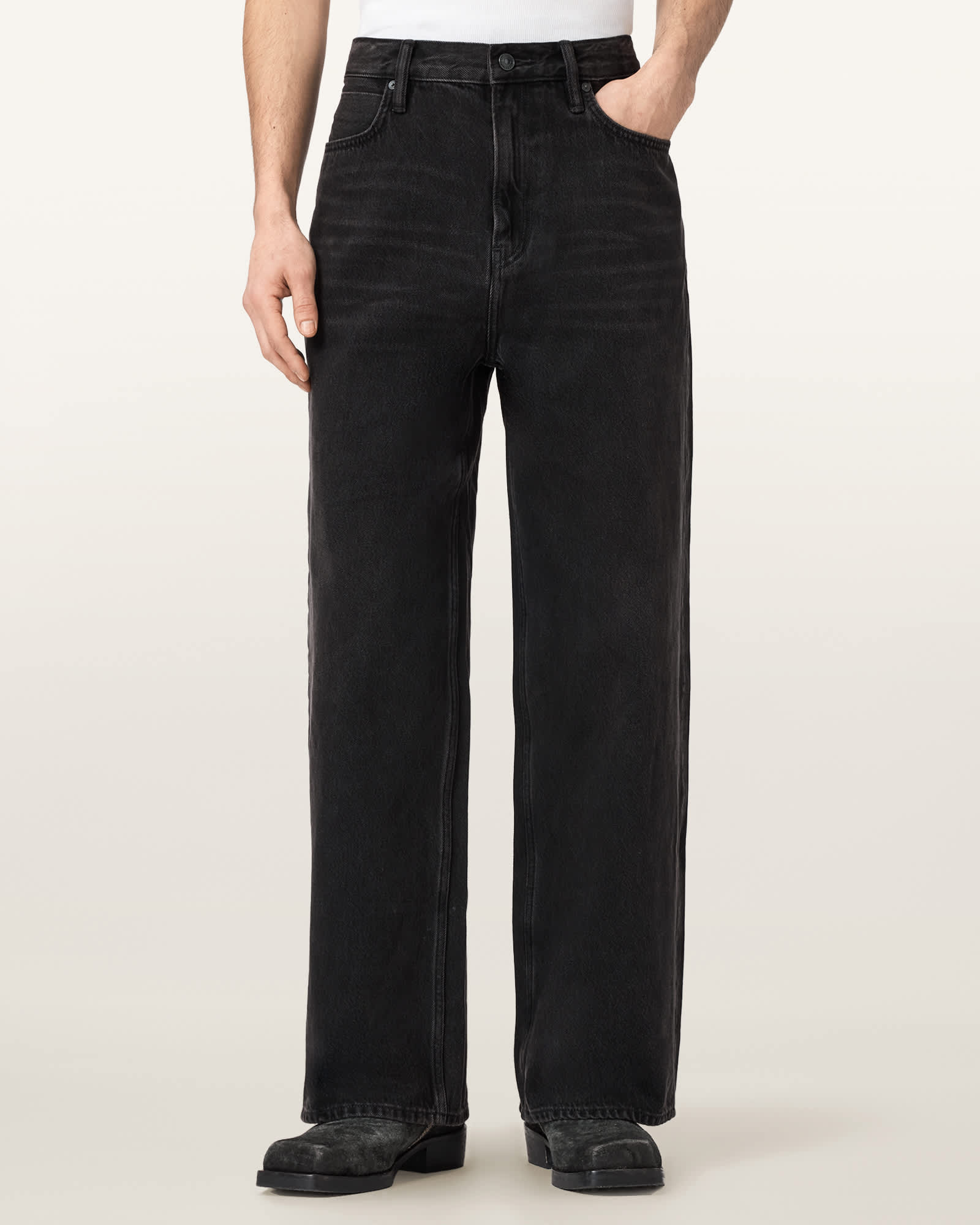 Allsaints Men's Reni Wide Fit Denim Jeans - Size  28