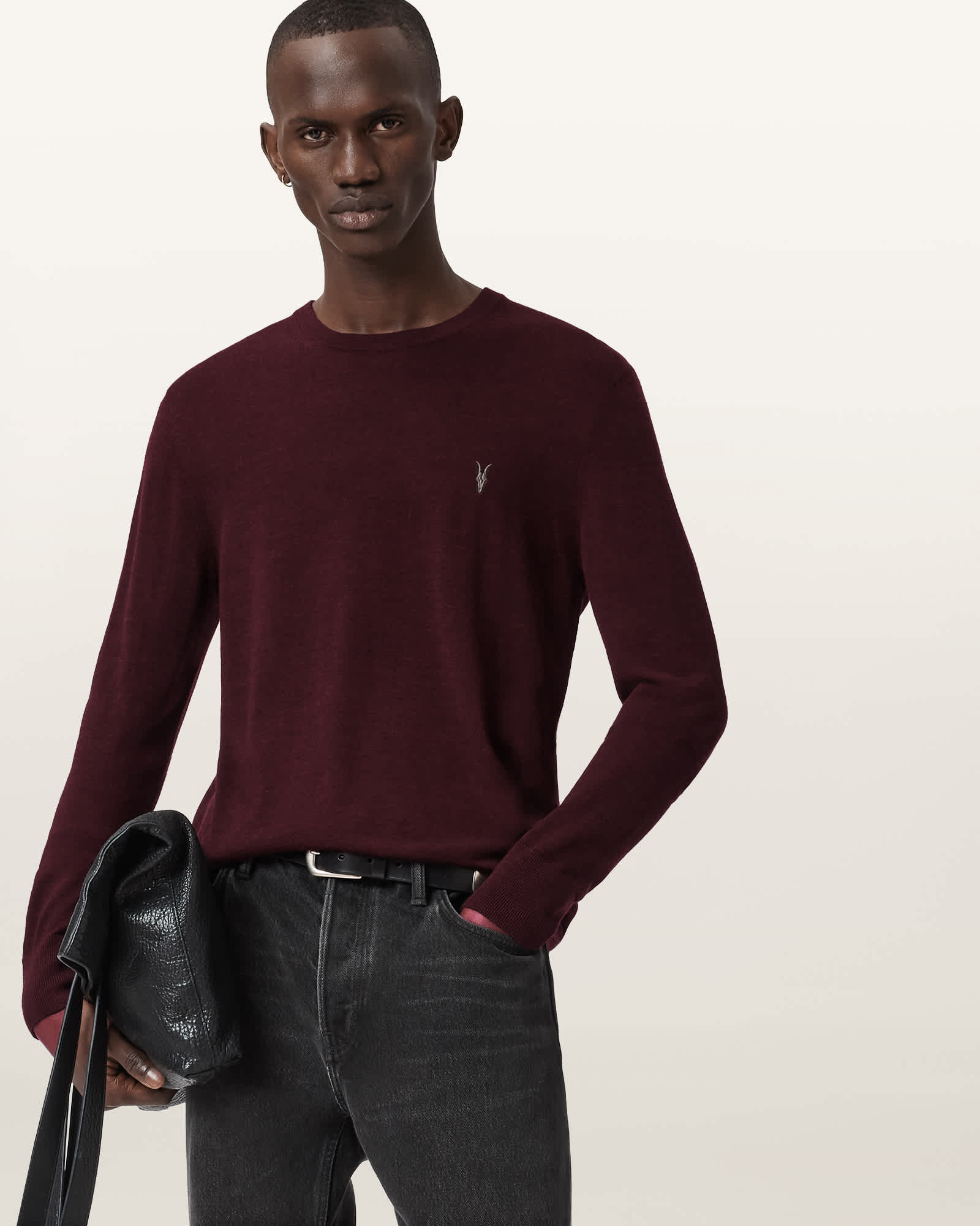 AllSaints Mode Merino Ramskull Jumper,, Bronzed Red